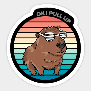 Ok I Pull Up Capybara Meme Sunset Sticker